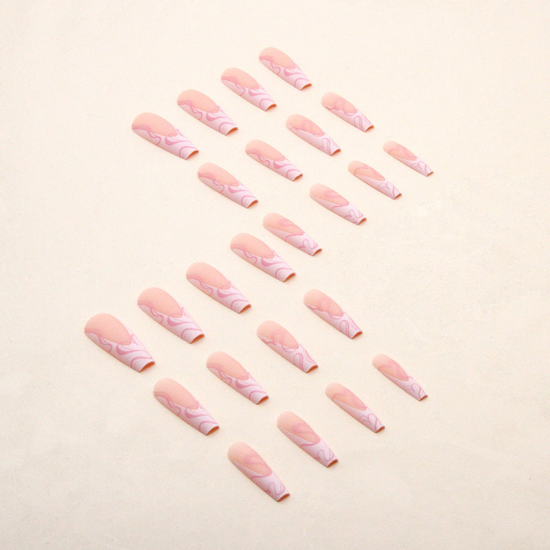 Heart Stripe Fake Nails Heart Stripe Fake Nails
